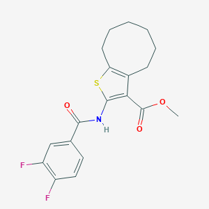 molecular formula C19H19F2NO3S B452196 Methyl 2-[(3,4-difluorobenzoyl)amino]-4,5,6,7,8,9-hexahydrocycloocta[b]thiophene-3-carboxylate 