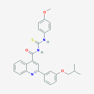 molecular formula C28H27N3O3S B452198 N-[(4-methoxyphenyl)carbamothioyl]-2-[3-(2-methylpropoxy)phenyl]quinoline-4-carboxamide 