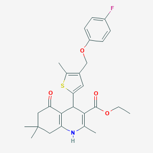 molecular formula C27H30FNO4S B452207 Ethyl 4-{4-[(4-fluorophenoxy)methyl]-5-methyl-2-thienyl}-2,7,7-trimethyl-5-oxo-1,4,5,6,7,8-hexahydro-3-quinolinecarboxylate 