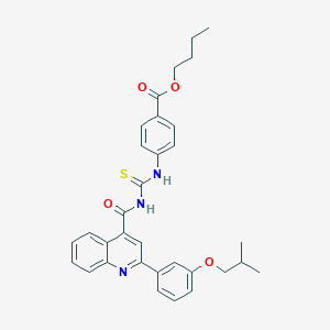 molecular formula C32H33N3O4S B452228 BUTYL 4-{[({[2-(3-ISOBUTOXYPHENYL)-4-QUINOLYL]CARBONYL}AMINO)CARBOTHIOYL]AMINO}BENZOATE 