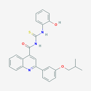 molecular formula C27H25N3O3S B452240 N-[(2-hydroxyphenyl)carbamothioyl]-2-[3-(2-methylpropoxy)phenyl]quinoline-4-carboxamide 