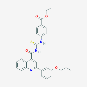 molecular formula C30H29N3O4S B452242 ETHYL 4-{[({[2-(3-ISOBUTOXYPHENYL)-4-QUINOLYL]CARBONYL}AMINO)CARBOTHIOYL]AMINO}BENZOATE 