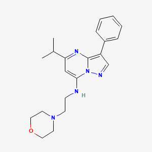 molecular formula C21H27N5O B4522579 N-[2-(morpholin-4-yl)ethyl]-3-phenyl-5-(propan-2-yl)pyrazolo[1,5-a]pyrimidin-7-amine 