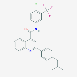 molecular formula C27H22ClF3N2O B452273 N-[4-chloro-3-(trifluoromethyl)phenyl]-2-[4-(2-methylpropyl)phenyl]quinoline-4-carboxamide 