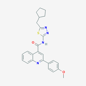 molecular formula C25H24N4O2S B452276 N-[5-(cyclopentylmethyl)-1,3,4-thiadiazol-2-yl]-2-(4-methoxyphenyl)quinoline-4-carboxamide 