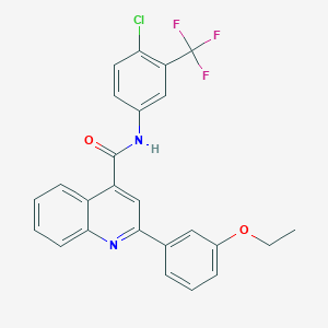 molecular formula C25H18ClF3N2O2 B452296 N-[4-chloro-3-(trifluoromethyl)phenyl]-2-(3-ethoxyphenyl)quinoline-4-carboxamide 