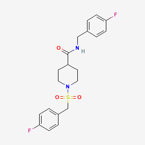 molecular formula C20H22F2N2O3S B4523058 N-(4-fluorobenzyl)-1-[(4-fluorobenzyl)sulfonyl]-4-piperidinecarboxamide 