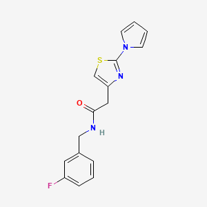 molecular formula C16H14FN3OS B4523233 N-(3-fluorobenzyl)-2-[2-(1H-pyrrol-1-yl)-1,3-thiazol-4-yl]acetamide 