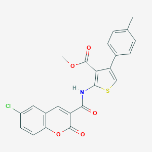 molecular formula C23H16ClNO5S B452335 methyl 2-{[(6-chloro-2-oxo-2H-chromen-3-yl)carbonyl]amino}-4-(4-methylphenyl)-3-thiophenecarboxylate 