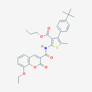 molecular formula C31H33NO6S B452357 propyl 4-(4-tert-butylphenyl)-2-{[(8-ethoxy-2-oxo-2H-chromen-3-yl)carbonyl]amino}-5-methyl-3-thiophenecarboxylate 