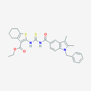 molecular formula C30H31N3O3S2 B452404 ethyl 2-[({[(1-benzyl-2,3-dimethyl-1H-indol-5-yl)carbonyl]amino}carbothioyl)amino]-4,5,6,7-tetrahydro-1-benzothiophene-3-carboxylate 