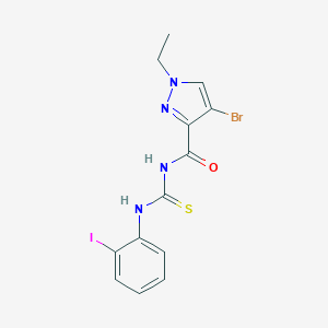 molecular formula C13H12BrIN4OS B452410 N-[(4-bromo-1-ethyl-1H-pyrazol-3-yl)carbonyl]-N'-(2-iodophenyl)thiourea 