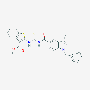 molecular formula C29H29N3O3S2 B452413 methyl 2-[({[(1-benzyl-2,3-dimethyl-1H-indol-5-yl)carbonyl]amino}carbothioyl)amino]-4,5,6,7-tetrahydro-1-benzothiophene-3-carboxylate 