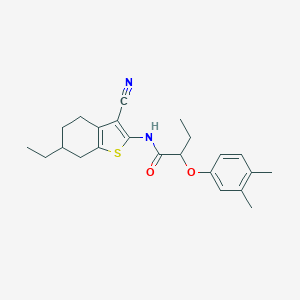 molecular formula C23H28N2O2S B452438 N-(3-cyano-6-ethyl-4,5,6,7-tetrahydro-1-benzothiophen-2-yl)-2-(3,4-dimethylphenoxy)butanamide 