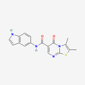 molecular formula C17H14N4O2S B4524513 N-(1H-indol-5-yl)-2,3-dimethyl-5-oxo-5H-[1,3]thiazolo[3,2-a]pyrimidine-6-carboxamide 