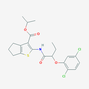 molecular formula C21H23Cl2NO4S B452452 isopropyl 2-{[2-(2,5-dichlorophenoxy)butanoyl]amino}-5,6-dihydro-4H-cyclopenta[b]thiophene-3-carboxylate 