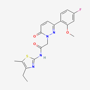 molecular formula C19H19FN4O3S B4524536 N-[(2Z)-4-ethyl-5-methyl-1,3-thiazol-2(3H)-ylidene]-2-[3-(4-fluoro-2-methoxyphenyl)-6-oxopyridazin-1(6H)-yl]acetamide 