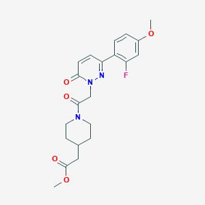 molecular formula C21H24FN3O5 B4524583 methyl (1-{[3-(2-fluoro-4-methoxyphenyl)-6-oxopyridazin-1(6H)-yl]acetyl}piperidin-4-yl)acetate 