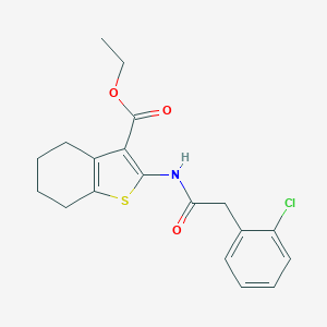 molecular formula C19H20ClNO3S B452479 Ethyl 2-{[(2-chlorophenyl)acetyl]amino}-4,5,6,7-tetrahydro-1-benzothiophene-3-carboxylate 