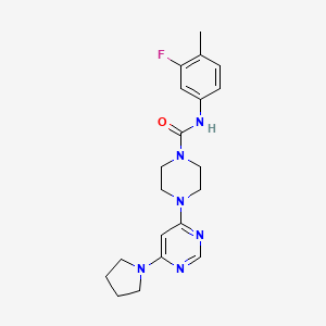 molecular formula C20H25FN6O B4524955 N-(3-fluoro-4-methylphenyl)-4-[6-(1-pyrrolidinyl)-4-pyrimidinyl]-1-piperazinecarboxamide 