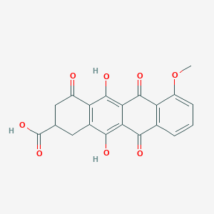 molecular formula C20H14O8 B045250 5,12-dihydroxy-7-methoxy-4,6,11-trioxo-2,3-dihydro-1H-tetracene-2-carboxylic acid CAS No. 75694-21-2