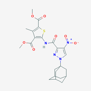 molecular formula C23H26N4O7S B452523 DIMETHYL 5-({[1-(1-ADAMANTYL)-4-NITRO-1H-PYRAZOL-3-YL]CARBONYL}AMINO)-3-METHYLTHIOPHENE-2,4-DICARBOXYLATE 