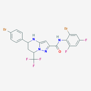 molecular formula C20H13Br2F5N4O B452547 N-(2-bromo-4,6-difluorophenyl)-5-(4-bromophenyl)-7-(trifluoromethyl)-4,5,6,7-tetrahydropyrazolo[1,5-a]pyrimidine-2-carboxamide 