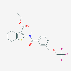 molecular formula C21H22F3NO4S B452548 ethyl 2-({3-[(2,2,2-trifluoroethoxy)methyl]benzoyl}amino)-4,5,6,7-tetrahydro-1-benzothiophene-3-carboxylate 