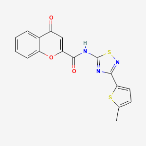 molecular formula C17H11N3O3S2 B4525492 N-[3-(5-methylthiophen-2-yl)-1,2,4-thiadiazol-5-yl]-4-oxo-4H-chromene-2-carboxamide 