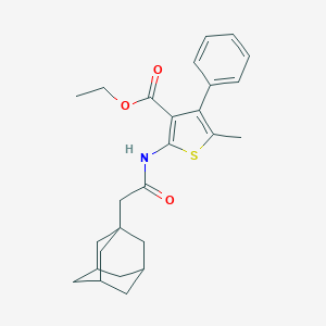 molecular formula C26H31NO3S B452592 Ethyl 2-[(1-adamantylacetyl)amino]-5-methyl-4-phenyl-3-thiophenecarboxylate 