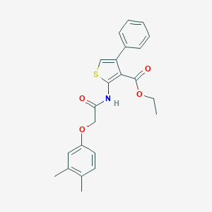 molecular formula C23H23NO4S B452608 Ethyl 2-{[(3,4-dimethylphenoxy)acetyl]amino}-4-phenyl-3-thiophenecarboxylate 