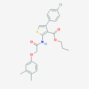 molecular formula C24H24ClNO4S B452609 Propyl 4-(4-chlorophenyl)-2-{[(3,4-dimethylphenoxy)acetyl]amino}-3-thiophenecarboxylate 
