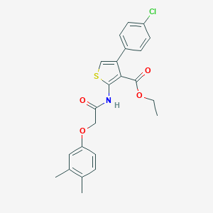 molecular formula C23H22ClNO4S B452610 Ethyl 4-(4-chlorophenyl)-2-{[(3,4-dimethylphenoxy)acetyl]amino}-3-thiophenecarboxylate 