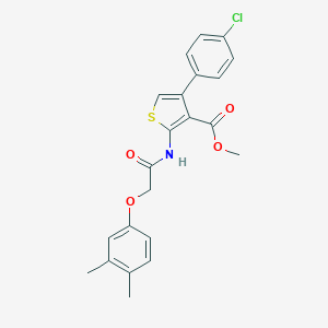 molecular formula C22H20ClNO4S B452613 Methyl 4-(4-chlorophenyl)-2-{[(3,4-dimethylphenoxy)acetyl]amino}-3-thiophenecarboxylate 