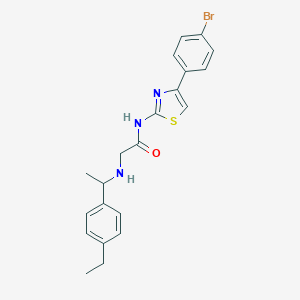 molecular formula C21H22BrN3OS B452614 N-[4-(4-bromophenyl)-1,3-thiazol-2-yl]-2-{[1-(4-ethylphenyl)ethyl]amino}acetamide 