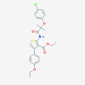 molecular formula C25H26ClNO5S B452620 Ethyl 2-[[2-(4-chlorophenoxy)-2-methylpropanoyl]amino]-4-(4-ethoxyphenyl)thiophene-3-carboxylate 