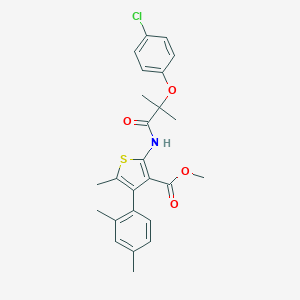 molecular formula C25H26ClNO4S B452628 Methyl 2-[[2-(4-chlorophenoxy)-2-methylpropanoyl]amino]-4-(2,4-dimethylphenyl)-5-methylthiophene-3-carboxylate 
