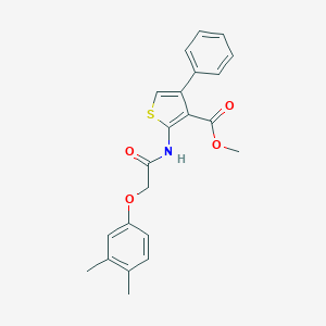 molecular formula C22H21NO4S B452630 Methyl 2-{[(3,4-dimethylphenoxy)acetyl]amino}-4-phenyl-3-thiophenecarboxylate 