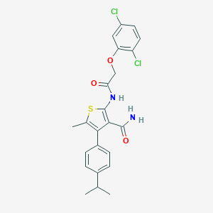 molecular formula C23H22Cl2N2O3S B452631 2-{[(2,5-Dichlorophenoxy)acetyl]amino}-4-(4-isopropylphenyl)-5-methyl-3-thiophenecarboxamide 
