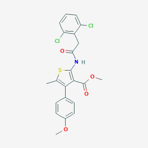 molecular formula C22H19Cl2NO4S B452637 Methyl 2-{[(2,6-dichlorophenyl)acetyl]amino}-4-(4-methoxyphenyl)-5-methyl-3-thiophenecarboxylate 