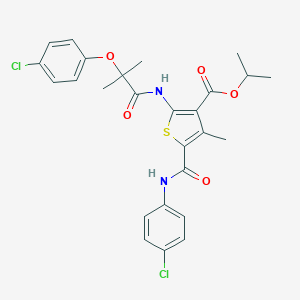 molecular formula C26H26Cl2N2O5S B452639 Isopropyl 5-[(4-chloroanilino)carbonyl]-2-{[2-(4-chlorophenoxy)-2-methylpropanoyl]amino}-4-methyl-3-thiophenecarboxylate 