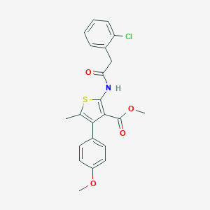 molecular formula C22H20ClNO4S B452640 Methyl 2-{[(2-chlorophenyl)acetyl]amino}-4-(4-methoxyphenyl)-5-methyl-3-thiophenecarboxylate 
