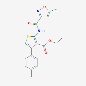 molecular formula C19H18N2O4S B452643 Ethyl 2-{[(5-methyl-3-isoxazolyl)carbonyl]amino}-4-(4-methylphenyl)-3-thiophenecarboxylate 