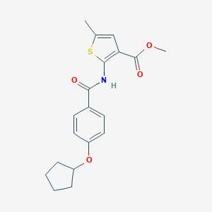 molecular formula C19H21NO4S B452644 Methyl 2-{[4-(cyclopentyloxy)benzoyl]amino}-5-methyl-3-thiophenecarboxylate 