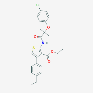 molecular formula C25H26ClNO4S B452650 Ethyl 2-[[2-(4-chlorophenoxy)-2-methylpropanoyl]amino]-4-(4-ethylphenyl)thiophene-3-carboxylate 