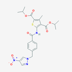 molecular formula C24H26N4O7S B452663 diisopropyl 5-{[4-({4-nitro-1H-pyrazol-1-yl}methyl)benzoyl]amino}-3-methyl-2,4-thiophenedicarboxylate 