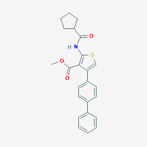 molecular formula C24H23NO3S B452679 METHYL 4-{[1,1'-BIPHENYL]-4-YL}-2-CYCLOPENTANEAMIDOTHIOPHENE-3-CARBOXYLATE 