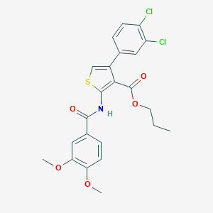 molecular formula C23H21Cl2NO5S B452689 Propyl 4-(3,4-dichlorophenyl)-2-[(3,4-dimethoxybenzoyl)amino]-3-thiophenecarboxylate 