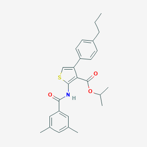 molecular formula C26H29NO3S B452692 Isopropyl 2-[(3,5-dimethylbenzoyl)amino]-4-(4-propylphenyl)-3-thiophenecarboxylate 