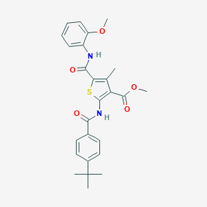 molecular formula C26H28N2O5S B452697 Methyl 2-[(4-tert-butylbenzoyl)amino]-5-[(2-methoxyanilino)carbonyl]-4-methyl-3-thiophenecarboxylate 